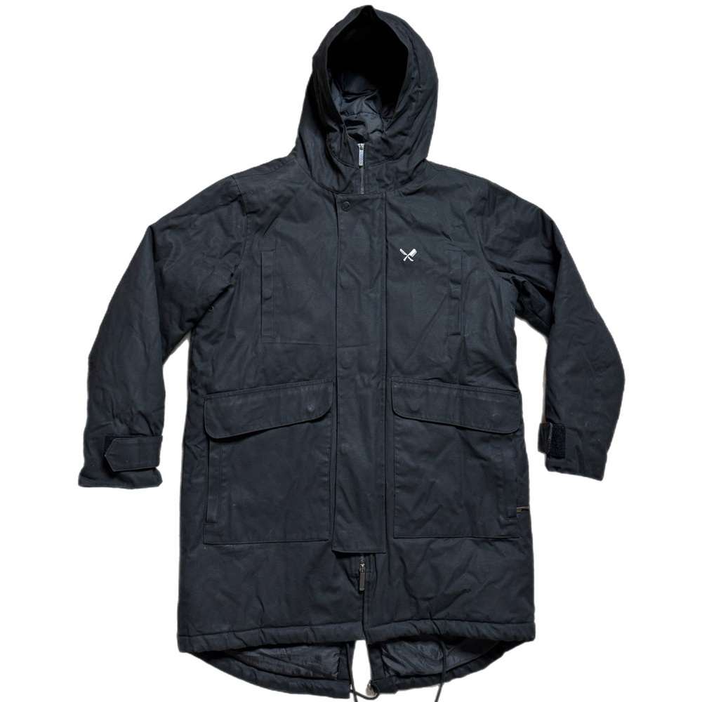 Distorted People Men’s Black Waxed Canvas Hooded Parka Jacket M - Picture 2 of 13